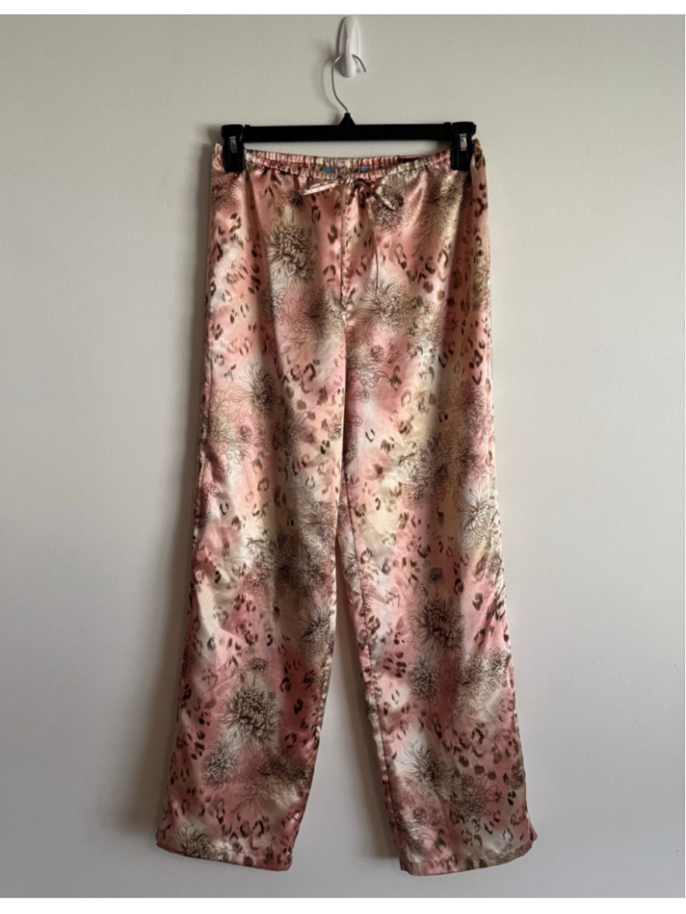 Women's August Silk Floral Pajama Pants, Size M, Pink and Brown